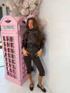 Faux Leather Belted Funnel Neck Jacket