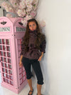Faux Leather Belted Funnel Neck Jacket