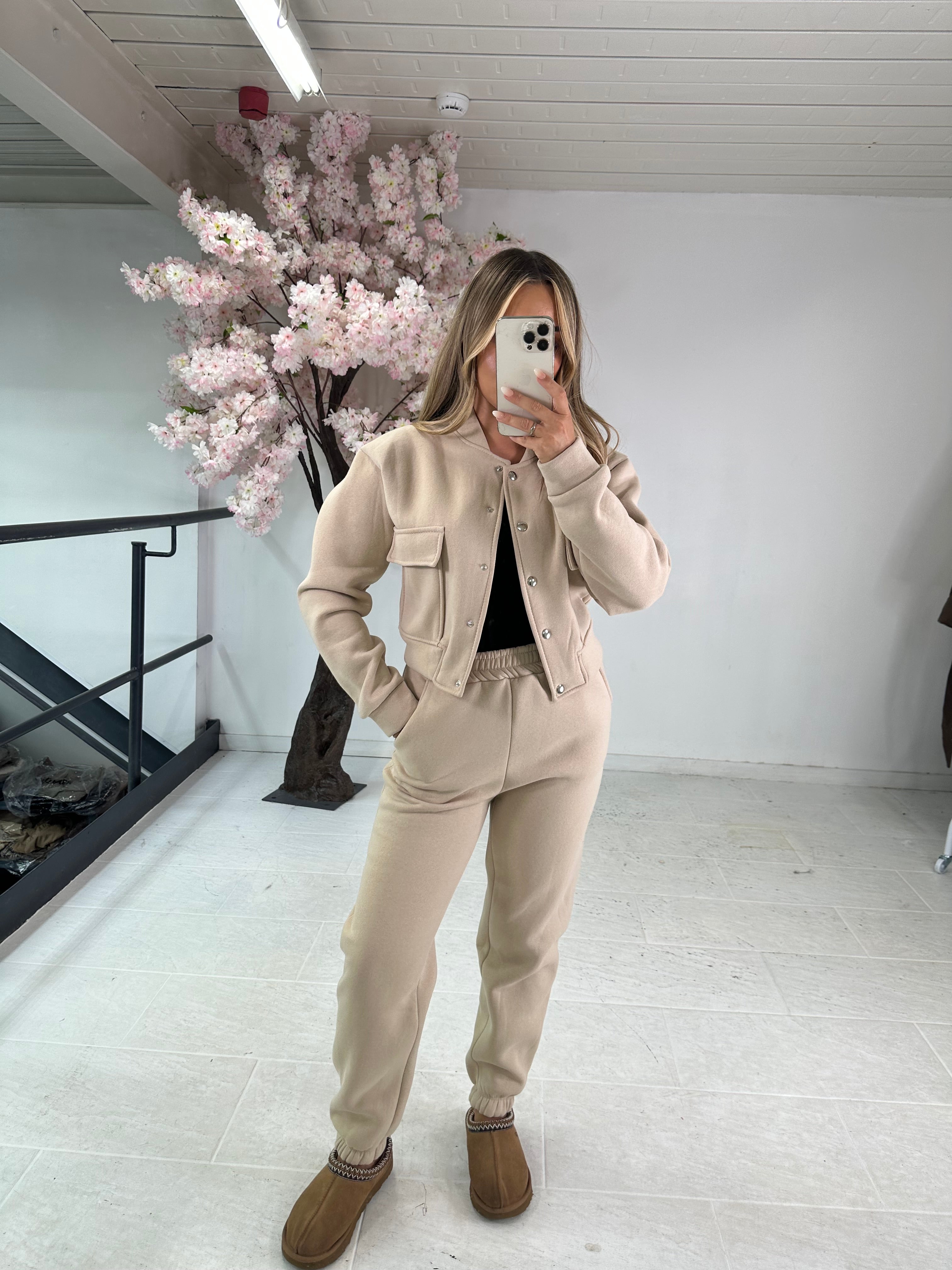Bomber jogger tracksuit - beige