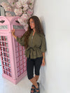 Balloon Sleeve Cinched Waist Jacket
