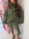 Oversized Bubble Puffer Jacket – High-Neck Zip-Up Coat with Balloon Sleeves