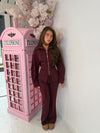 Back-Tie Cinched Waist Zip Jacket & Wide Leg Trousers Co-ord