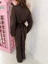 Back-Tie Cinched Waist Zip Jacket & Wide Leg Trousers Co-ord