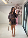LACE TRIM BLAZER & SHORT SET