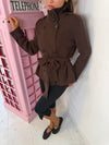 Belted Knitted Cardigan | High Neck Button Detail Wrap Cardigan