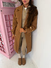 Long Belted Trench Coat with Gold Buttons