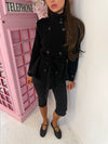 Belted Knitted Cardigan | High Neck Button Detail Wrap Cardigan