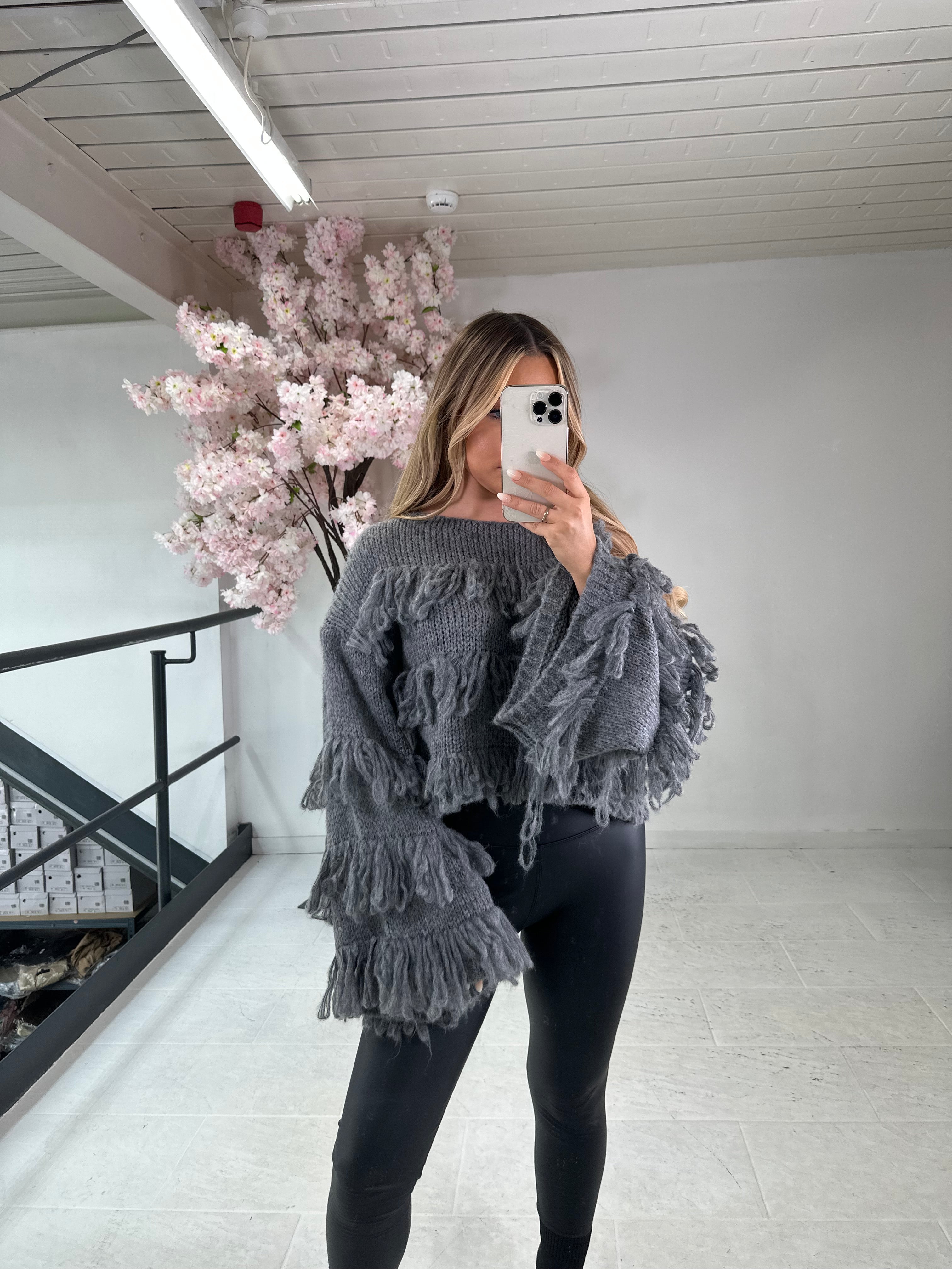 Fringe jumper - charcoal grey