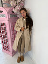Long Belted Trench Coat with Gold Buttons