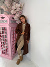 Long Belted Trench Coat with Gold Buttons