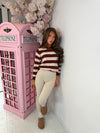 Striped Knit Jumper with Adjustable Drawstring Hem