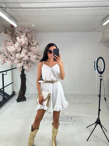 Sofia pleated dress - white