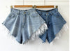 LACE DENIM SHORTS