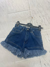 FRAYED HEM DENIM SHORTS