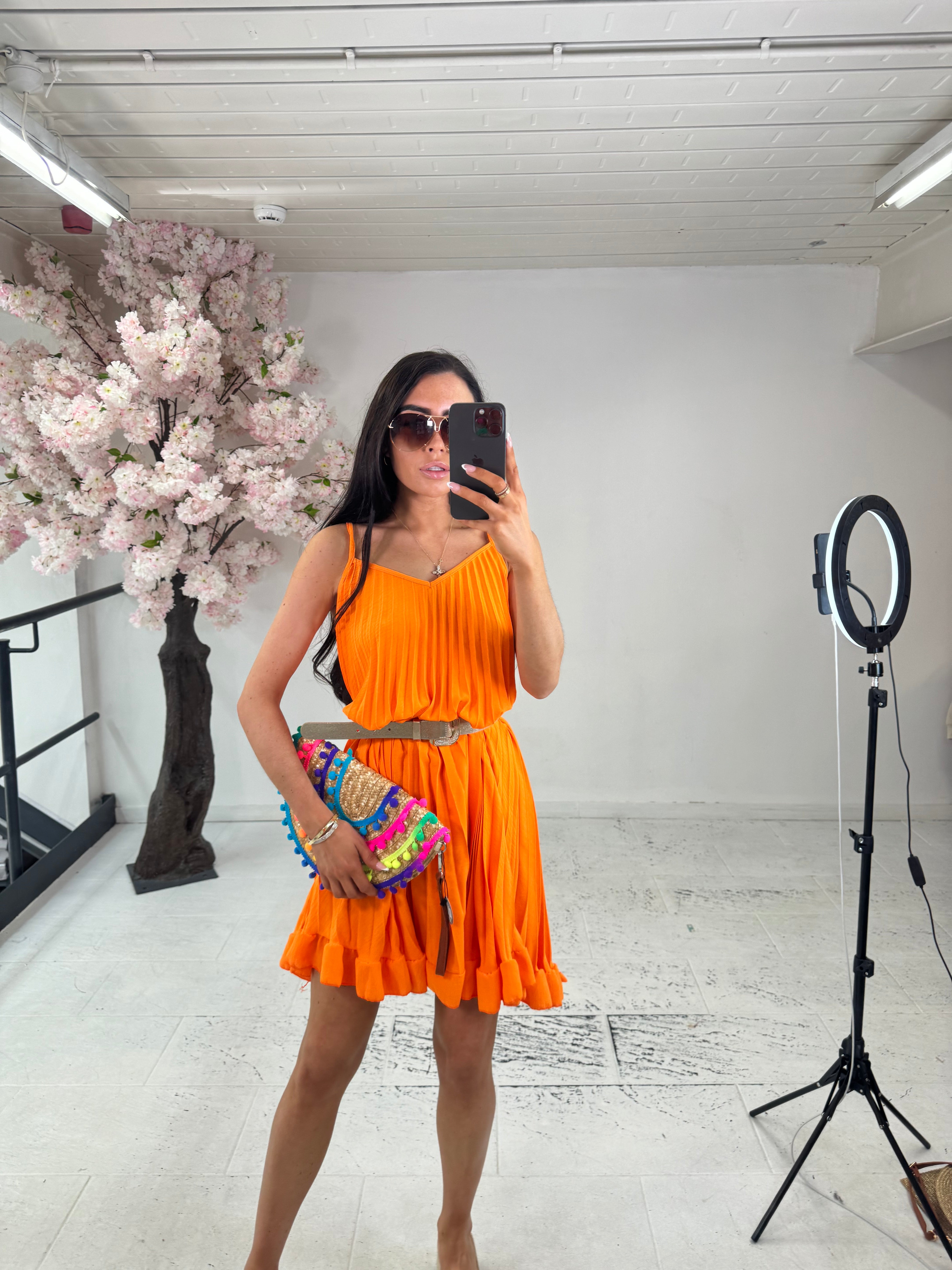 Sofia pleated dress - orange