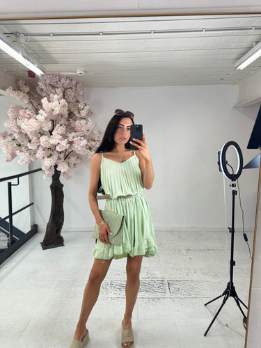 Sofia pleated dress - sage green