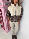 Leopard Print Teddy Fleece Zip Up Jacket