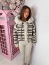Chunky Aztec Pattern Faux Fur Hooded Cardigan