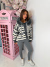 Chunky Aztec Pattern Faux Fur Hooded Cardigan