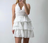WHITE CROCHET FRILL DRESS