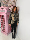 Bambi Print Teddy Fleece Half Zip Jumper