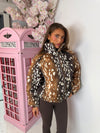 Bambi Print Puffer Jacket – High Neck Zip Up Coat