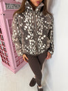 Bambi Print Puffer Jacket – High Neck Zip Up Coat