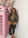 High Neck Cropped Faux Leather Belted Jacket