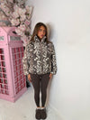 Bambi Print Puffer Jacket – High Neck Zip Up Coat