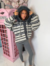 Chunky Aztec Pattern Faux Fur Hooded Cardigan