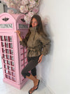 High Neck Cropped Faux Leather Belted Jacket
