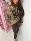 Bambi Print Teddy Fleece Half Zip Jumper