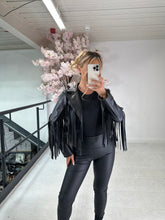 Tassel faux leather jacket - black
