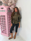 High Neck Cropped Faux Leather Belted Jacket