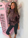 High Neck Cropped Faux Leather Belted Jacket