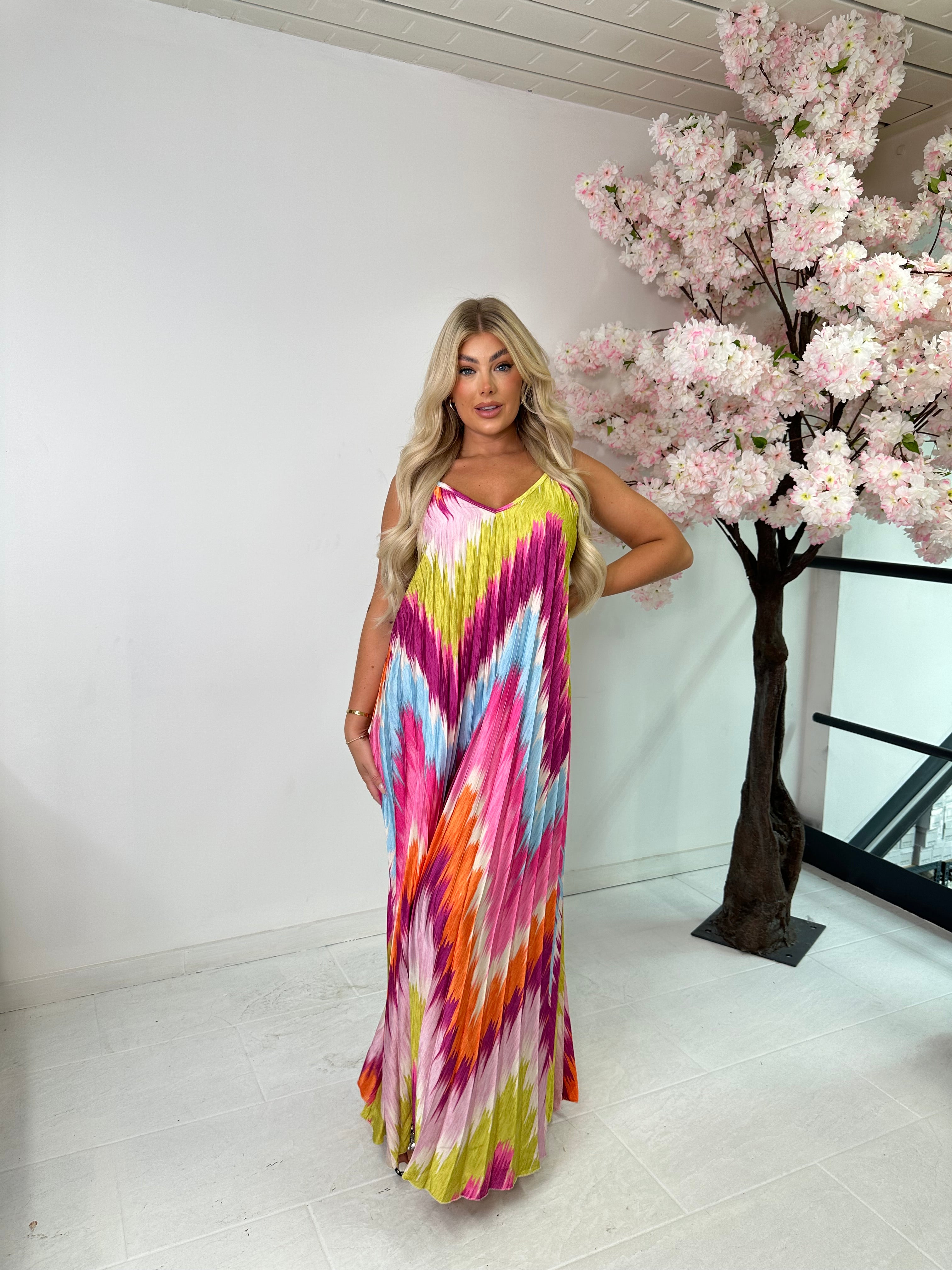 Coco pleated dress - hot pink