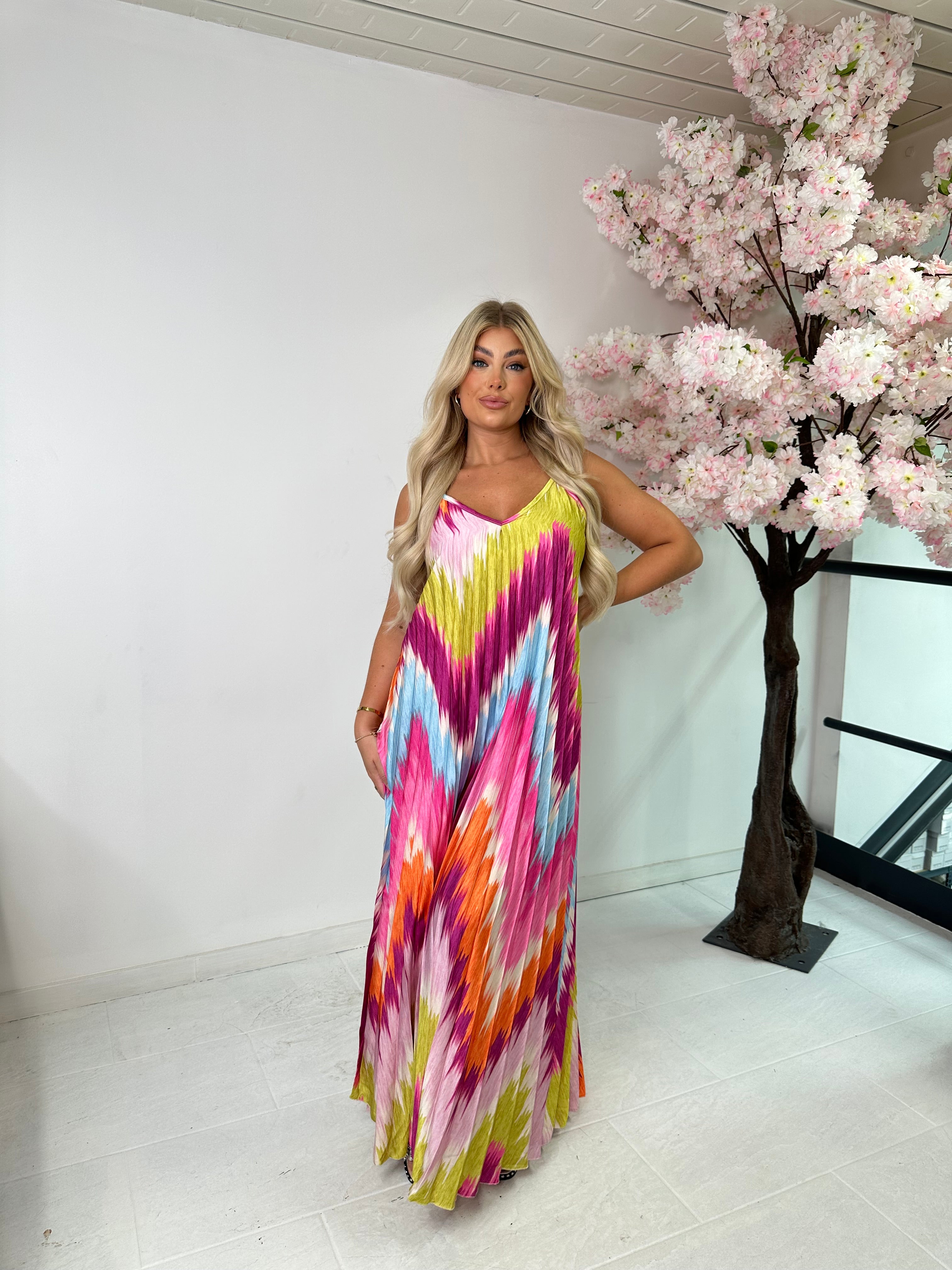 Coco pleated dress - hot pink