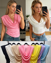 SHOULDER PADDED DRAPE TOP