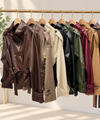 Faux Leather Belted Trench Jacket