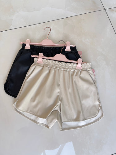 Faux Leather Shorts - Cream