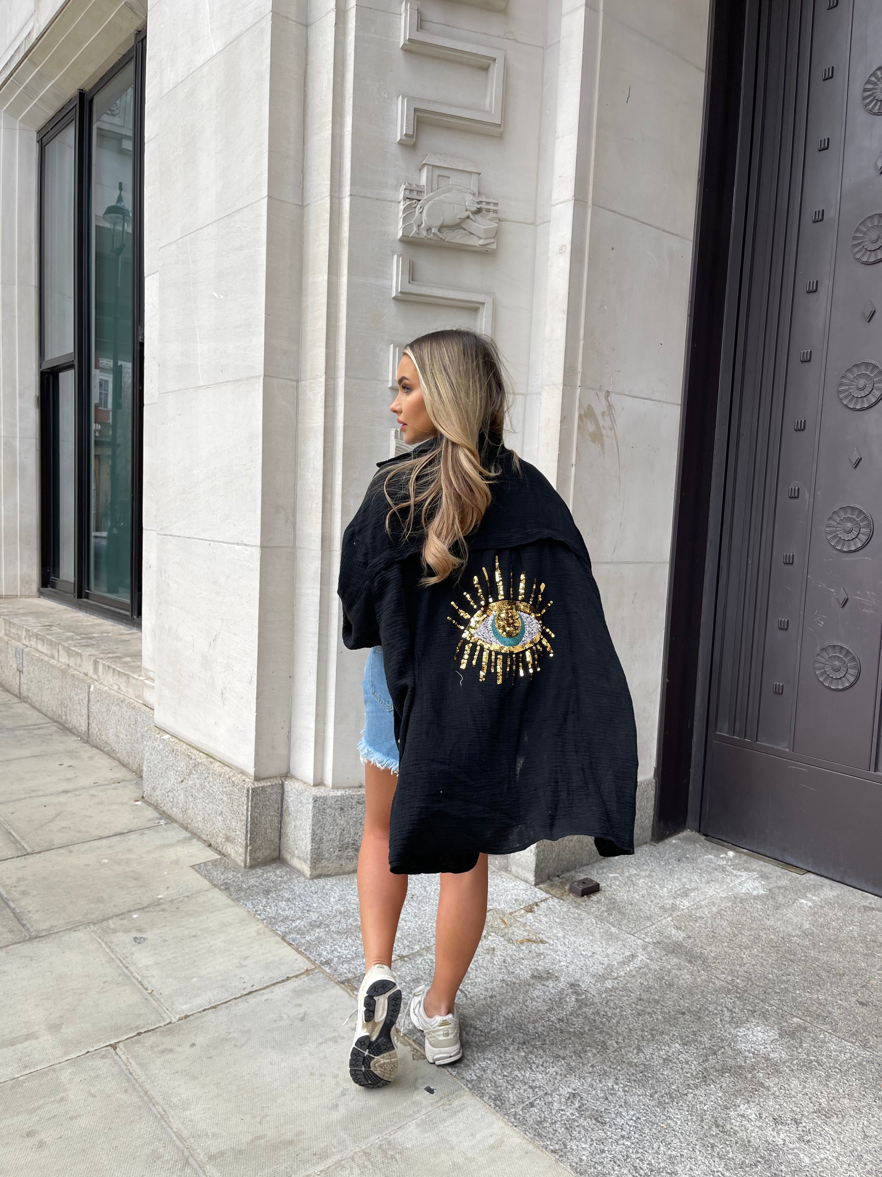 evil eye cheesecloth shirt black FB LONDON