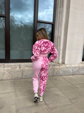 graffiti heart crop jogger set - pink