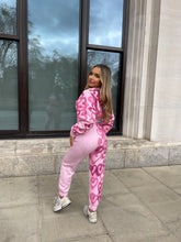 graffiti heart crop jogger set - pink