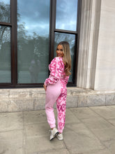 graffiti heart crop jogger set - pink