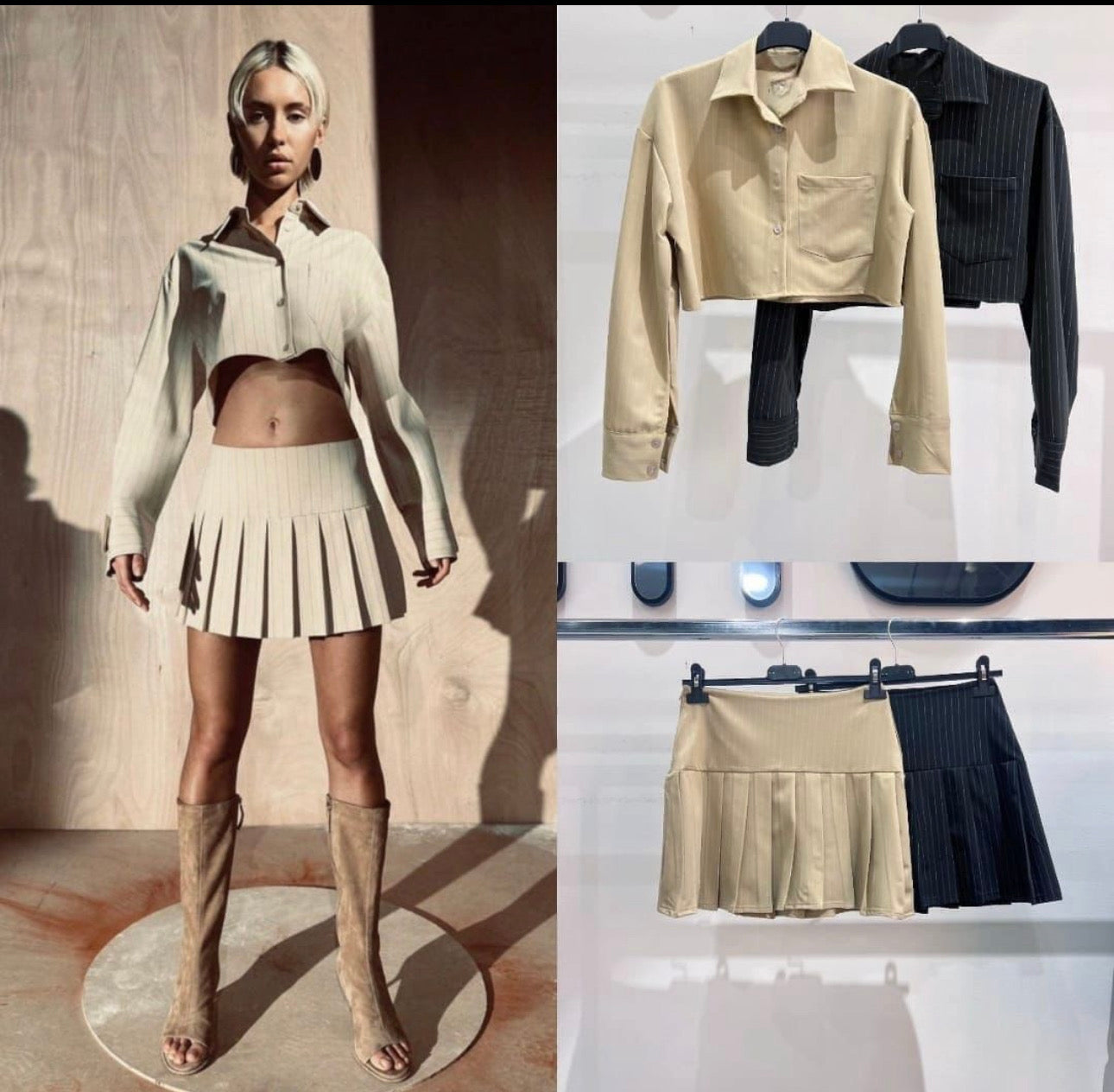 Stripe Pleated Skirt Co-Ord