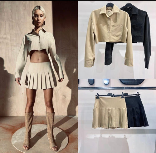Stripe Pleated Skirt Co-Ord