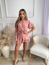belted frill playsuit - pink