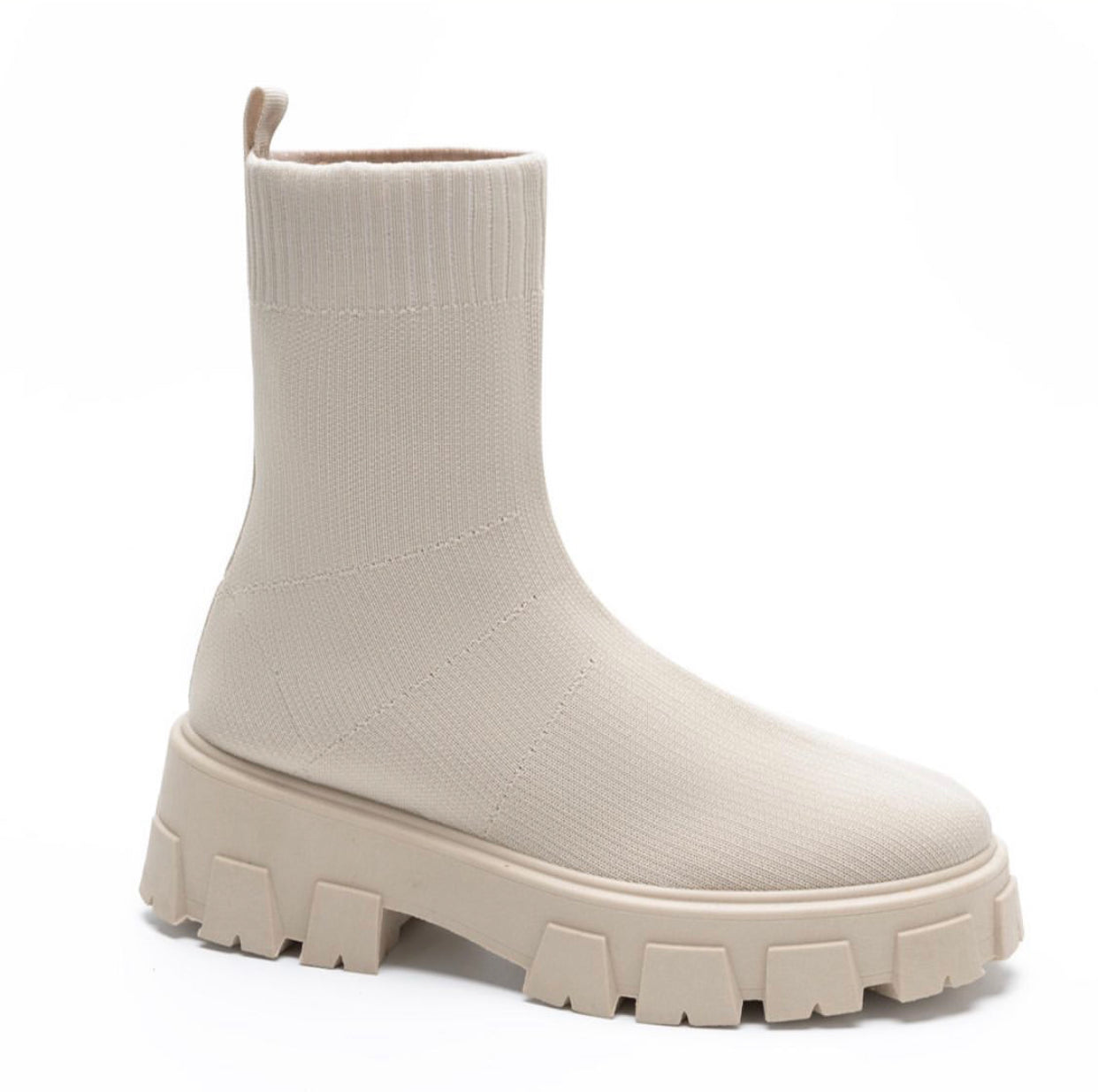 Fabric Sock Boot - Cream