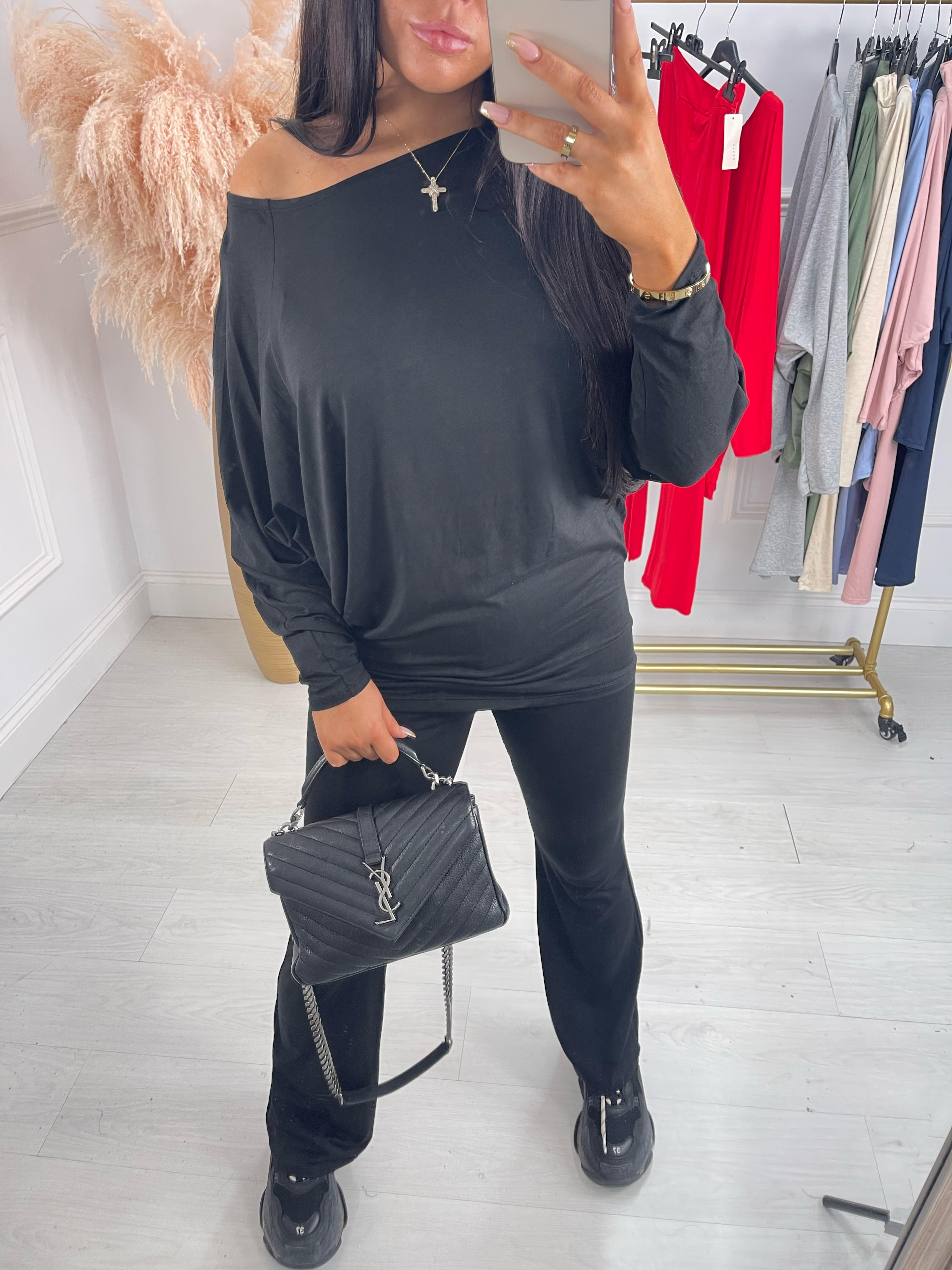 Off The Shoulder Loungewear - Black