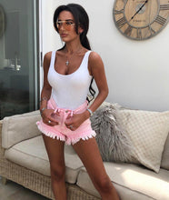 Fringe Hem Denim Shorts - Pink